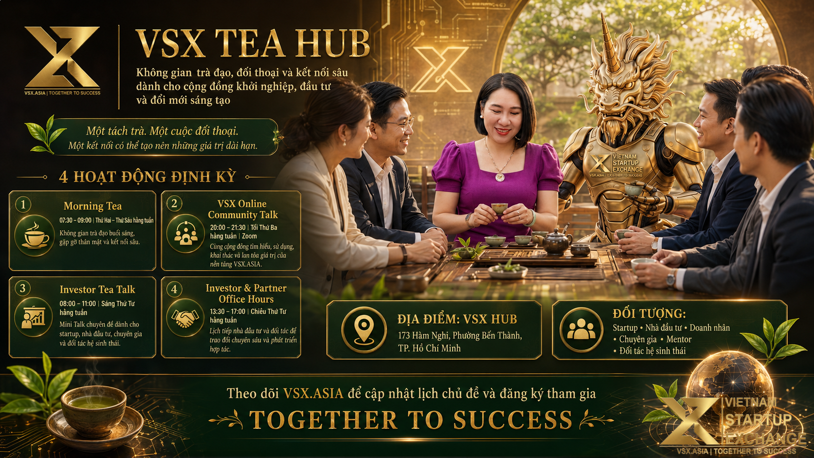 VSX Tea Hub – Không gian trà đạo, đối thoại và kết nối sâu dành cho startup, nhà đầu tư và chuyên gia trên VSX.ASIA.